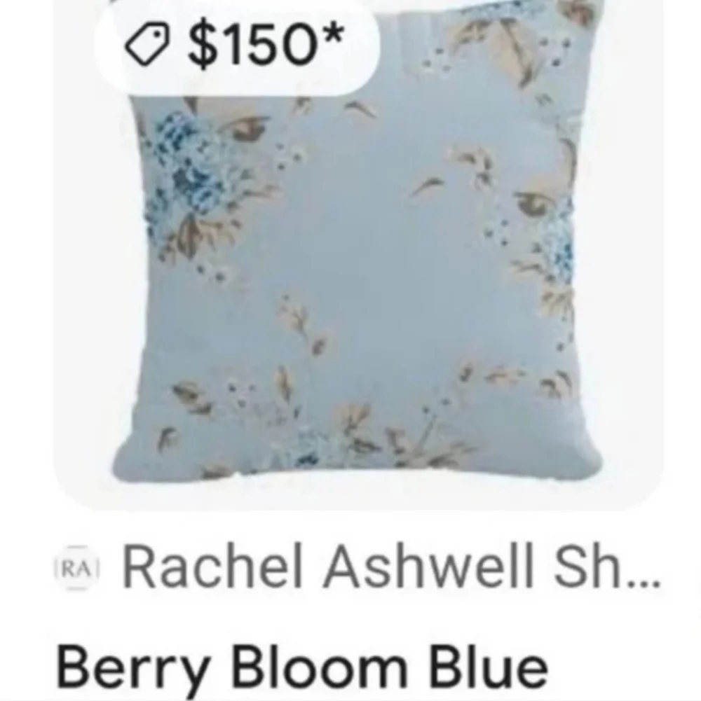 Rachel Ashwell Eleanor Floral Printed Royal Plush Shabby Chic Pillow NWT RETIRED